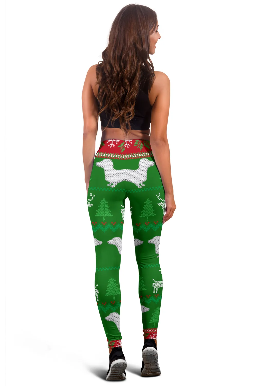 Dachshund Print Ugly Christmas Leggings