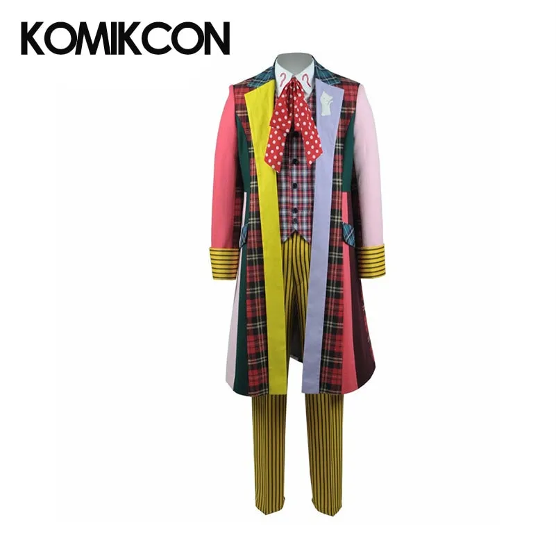 Doctor Who 6th Doctor Costume Cosplay for Men - Colorful Stripe Coat, Trench, Vest, Shirt, Pants, Tie - Halloween/Christmas Suit