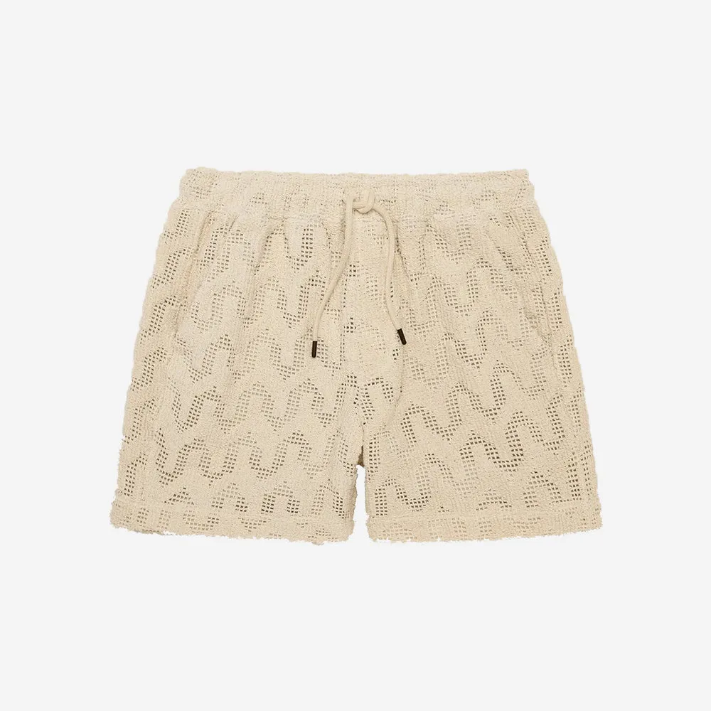 Ecru Atlas Crochet Shorts