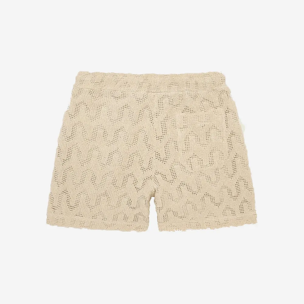 Ecru Atlas Crochet Shorts