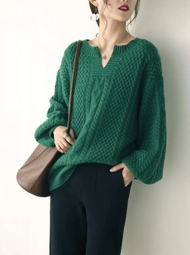 Emerald retro lazy sweater