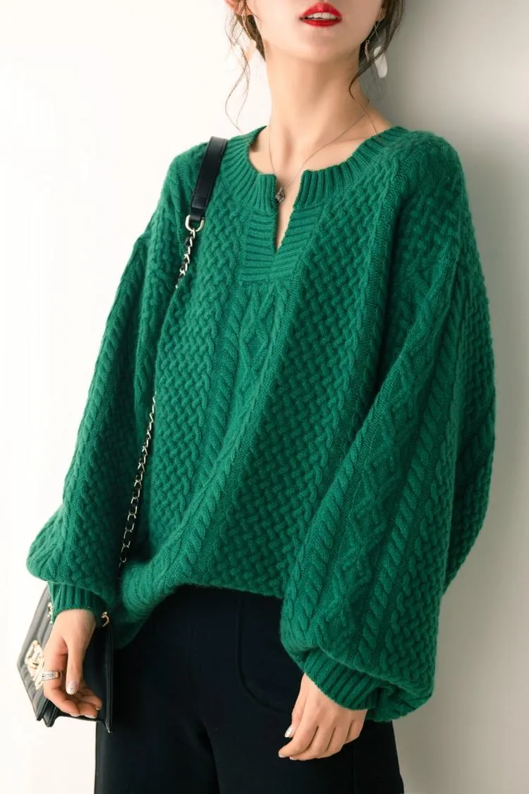 Emerald retro lazy sweater