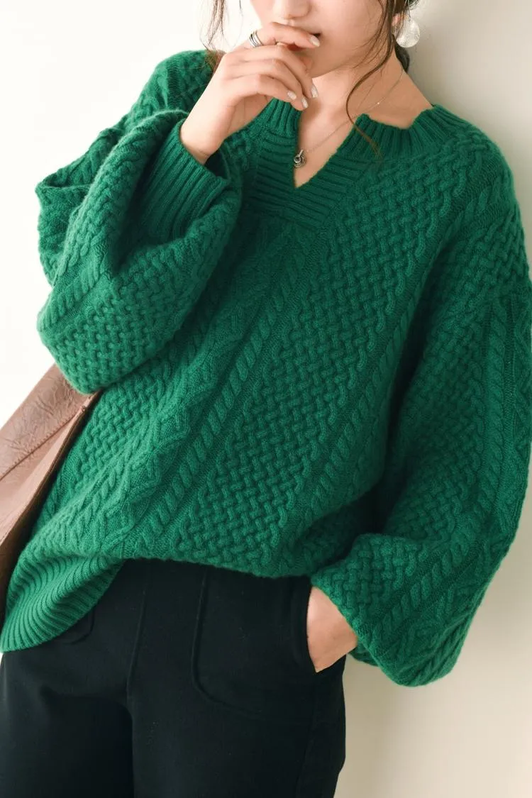 Emerald retro lazy sweater