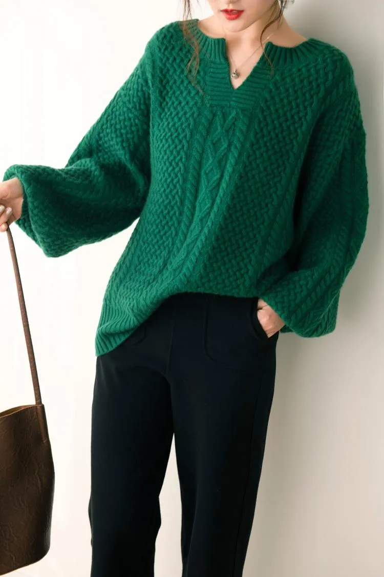 Emerald retro lazy sweater