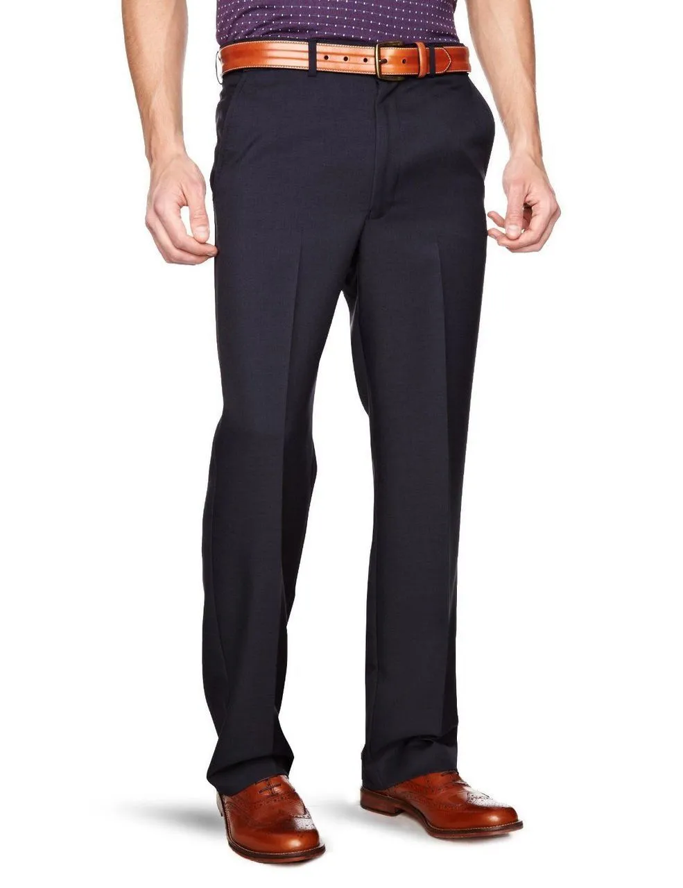 Navy Farah Flexi Waist Trousers