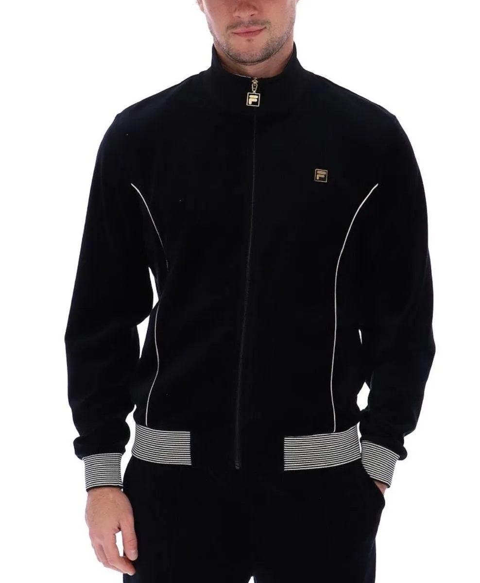 Fila Bosa Velour Track Jacket in Black and White Cap