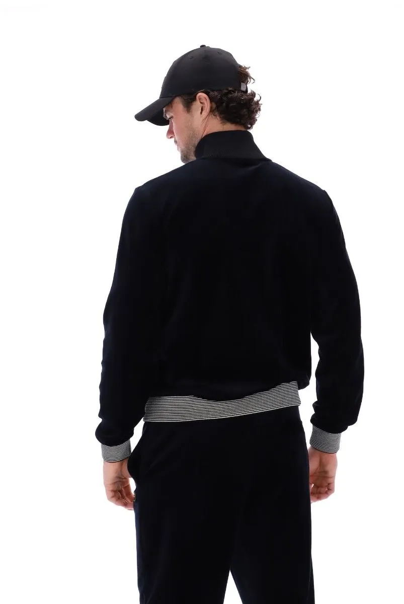 Fila Bosa Velour Track Jacket in Black and White Cap