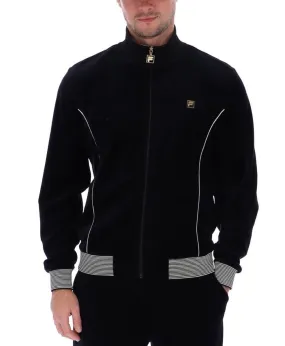 Fila Bosa Velour Track Jacket in Black and White Cap