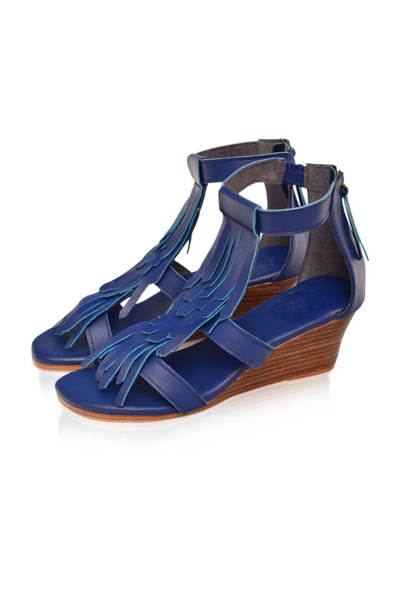 Royal Blue Fringe Sandals - Fly Away Style