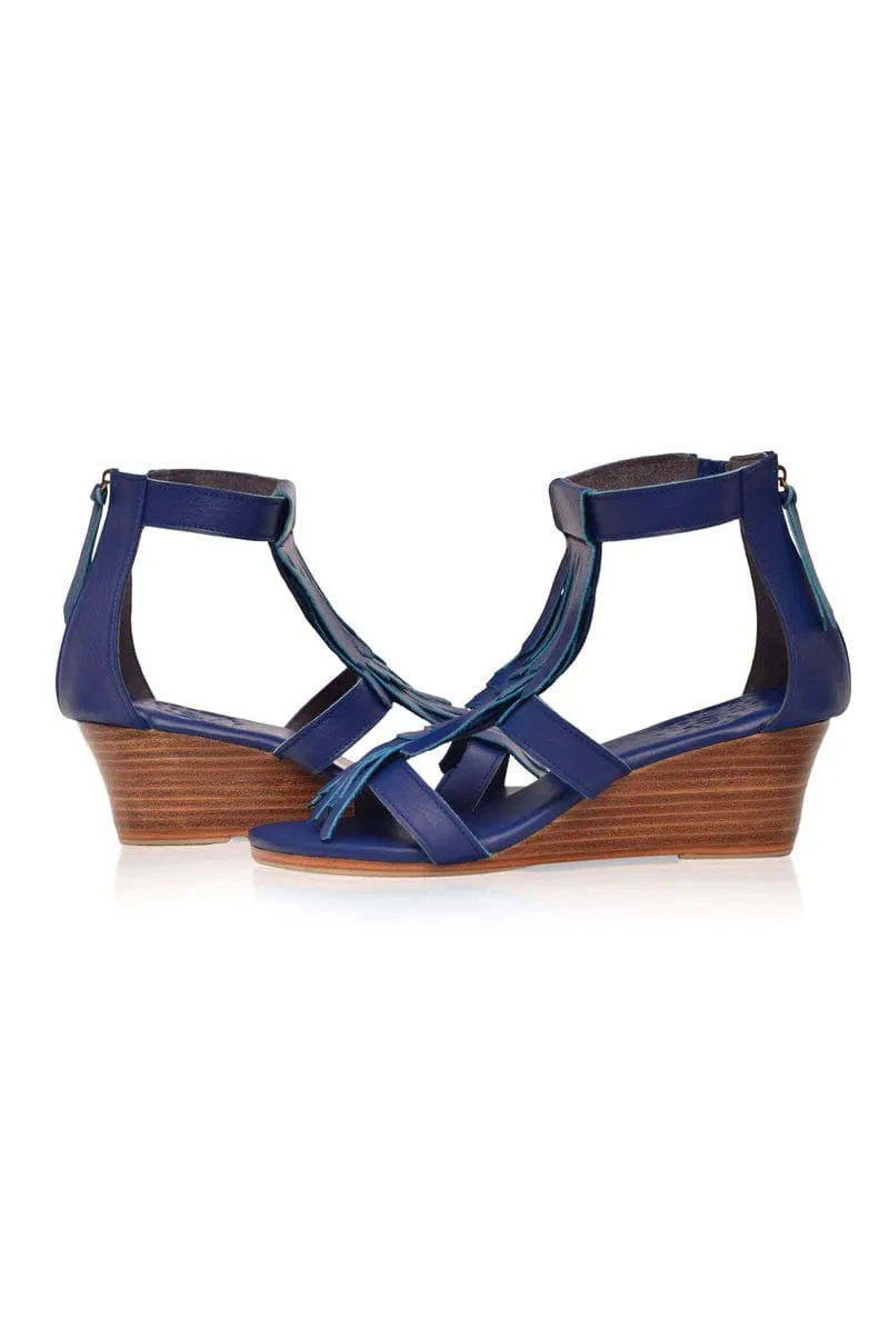 Royal Blue Fringe Sandals - Fly Away Style