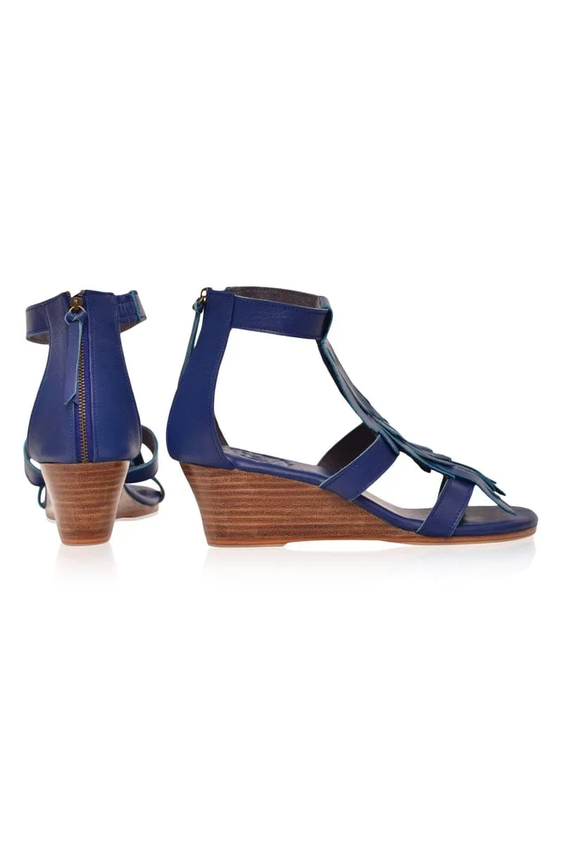 Royal Blue Fringe Sandals - Fly Away Style