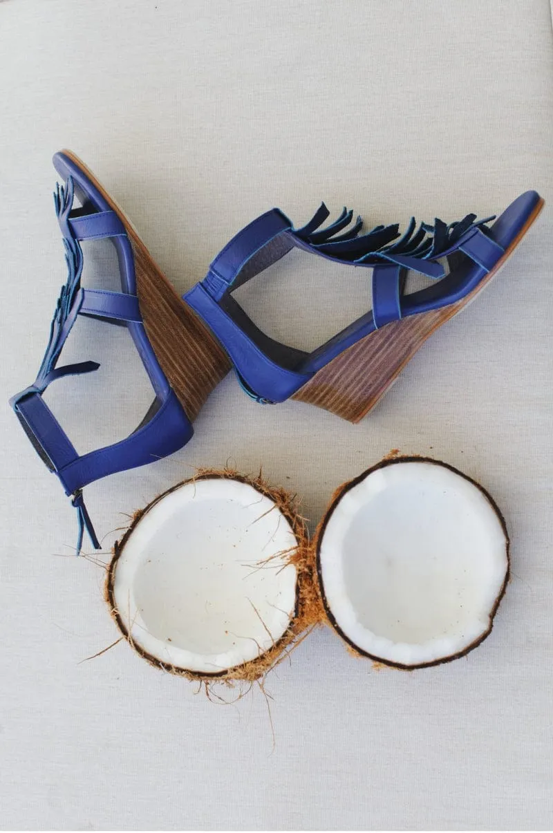 Royal Blue Fringe Sandals - Fly Away Style