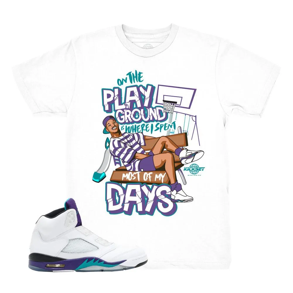 Fresh Prince Playground White Shirt for Jordan 5 Grape Shoes