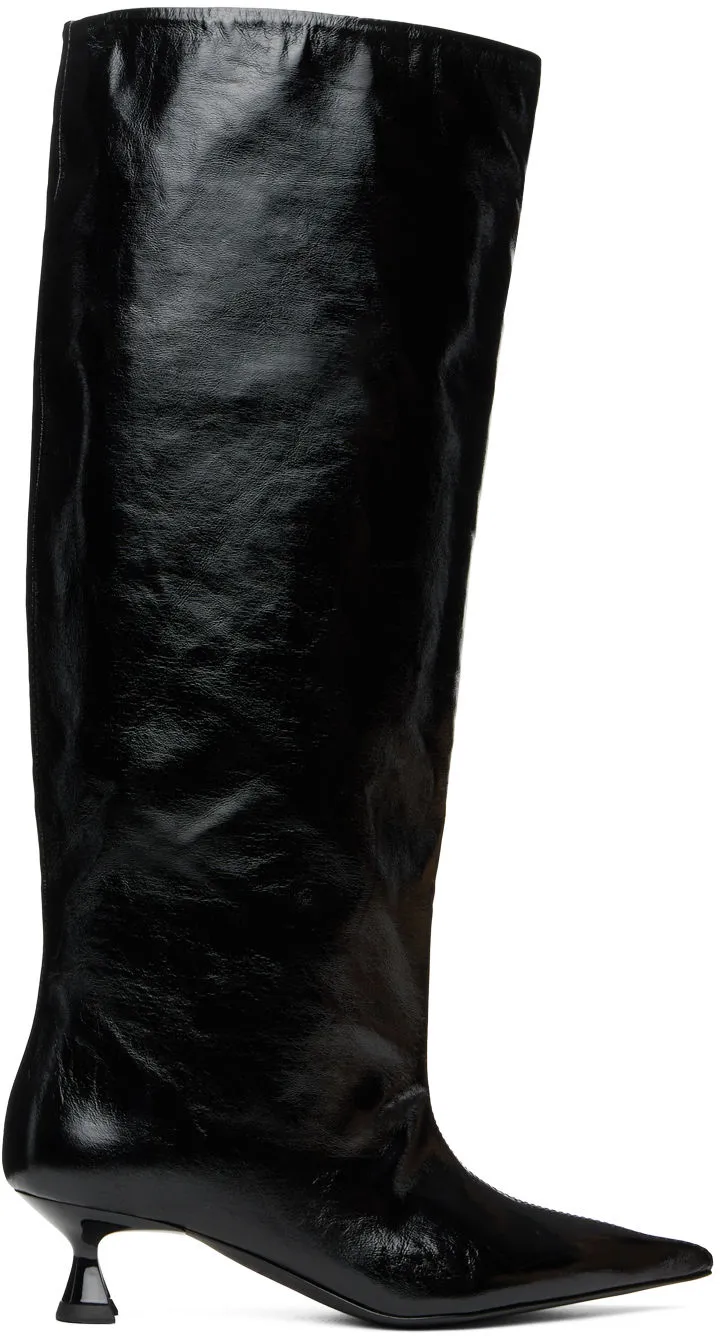 GANNI Black Soft High Shaft Boots Slouchy