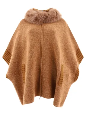 GIOVI Women's Wool Blend Cape - Beige Color - Fall Winter 2023