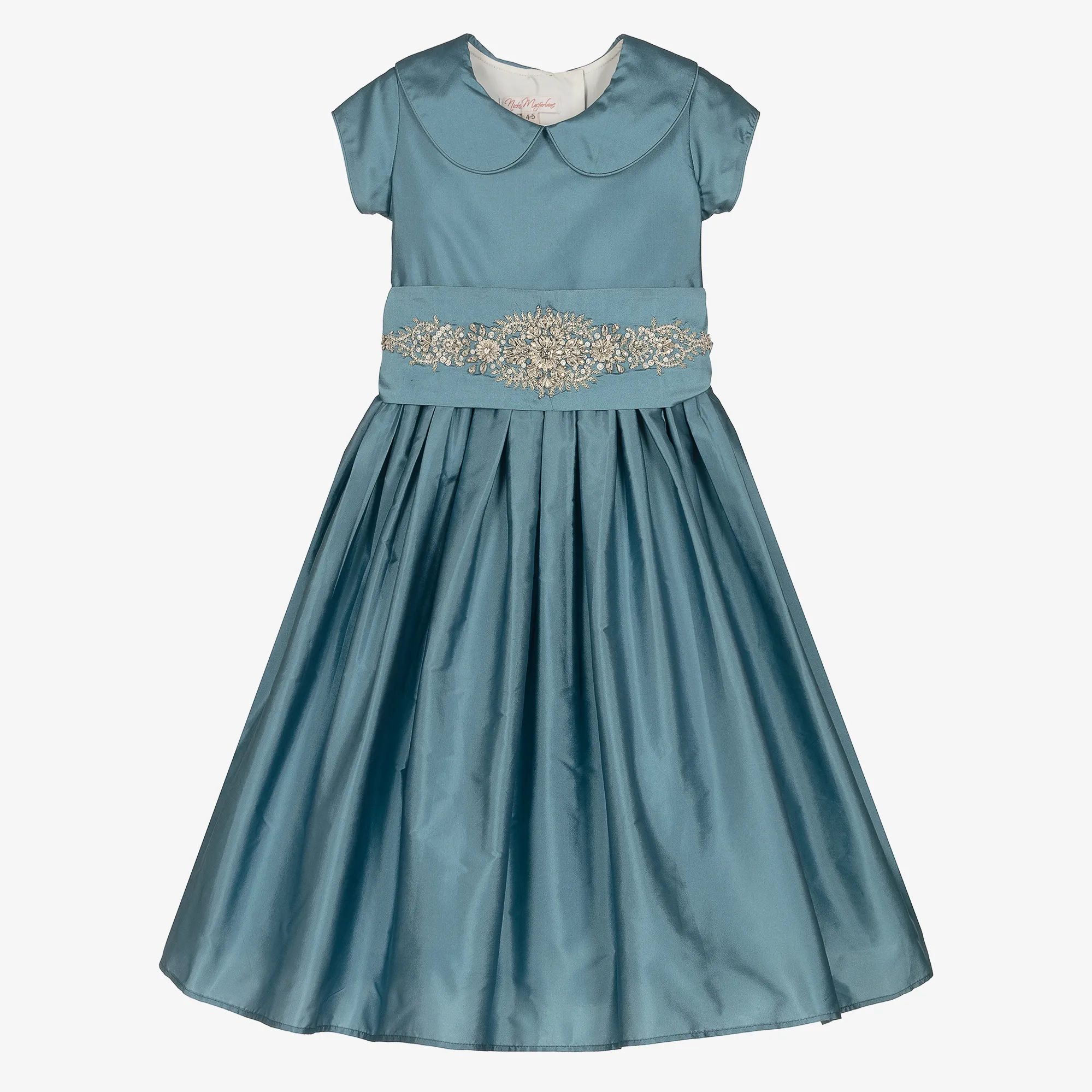 Girls Blue Silk Taffeta Dress 