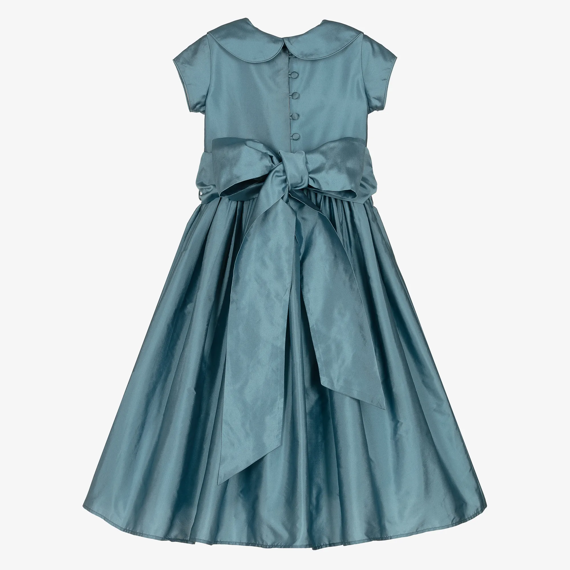 Girls Blue Silk Taffeta Dress 