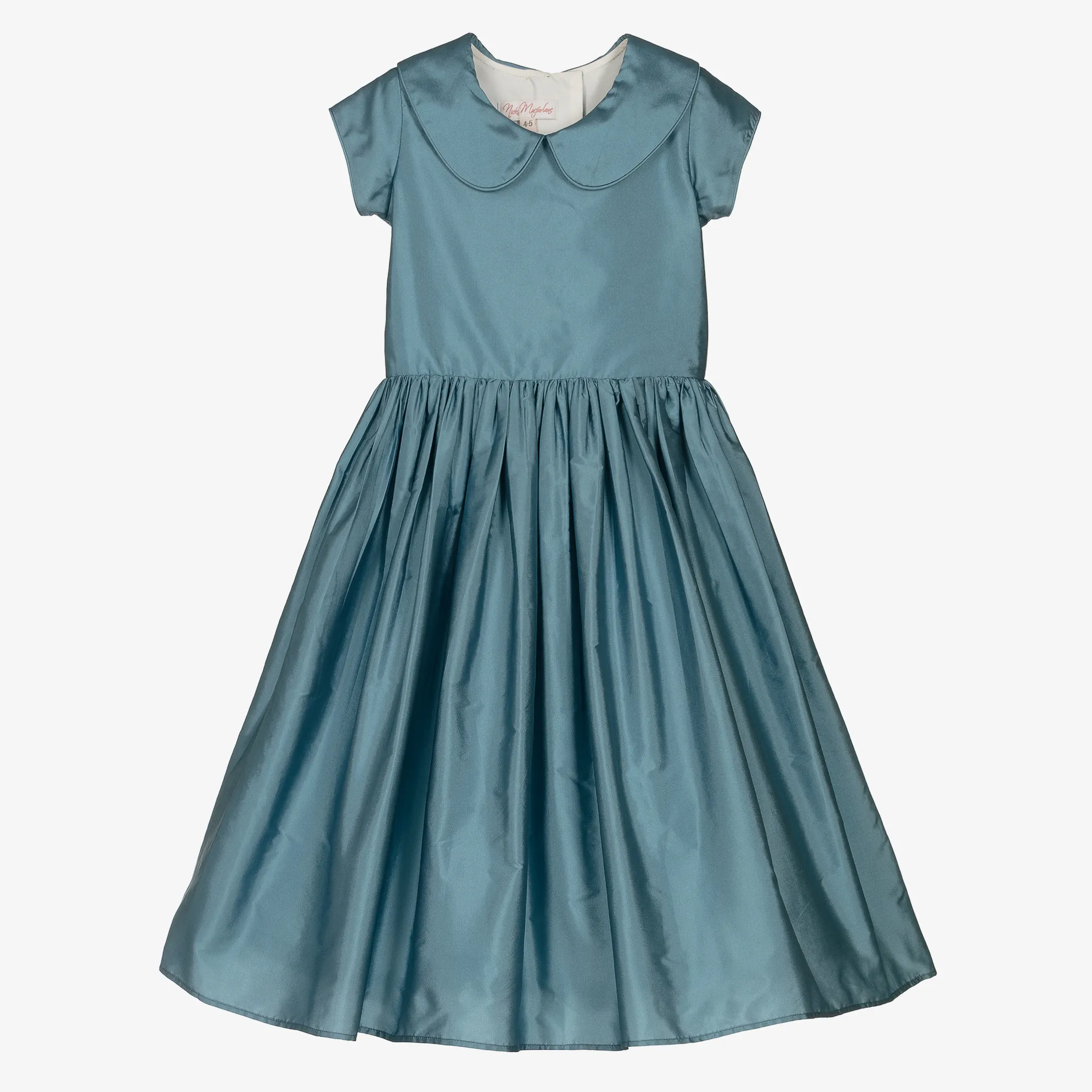 Girls Blue Silk Taffeta Dress 