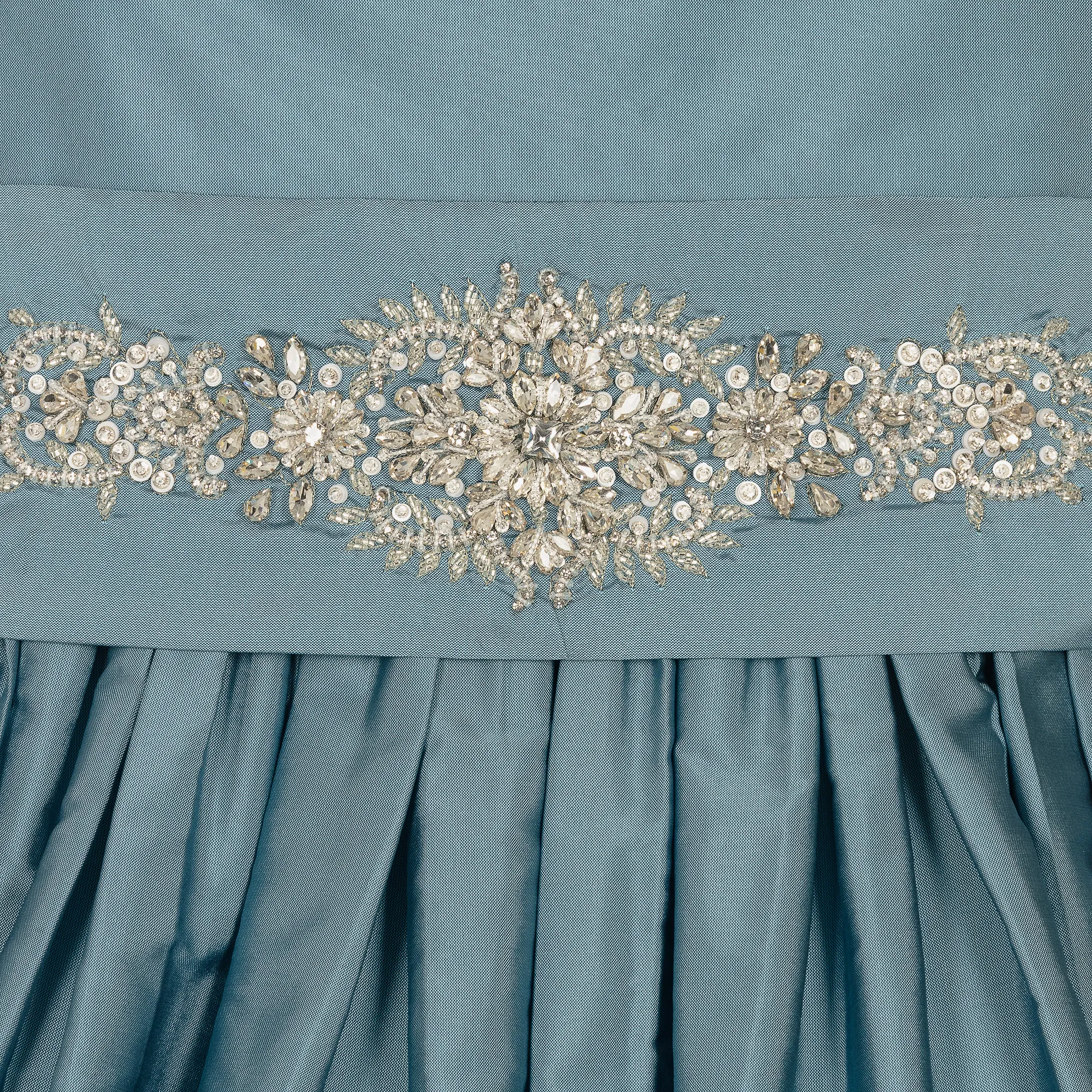 Girls Blue Silk Taffeta Dress 
