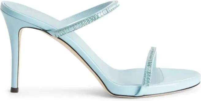 Blue Crystal 90mm Sandals by Giuseppe Zanotti Iride