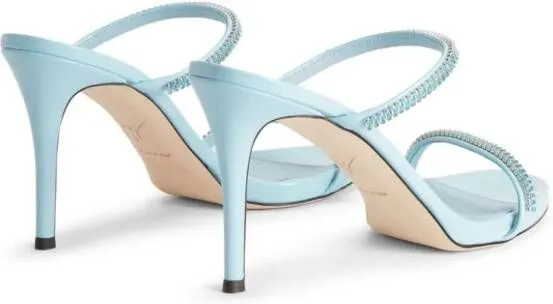 Blue Crystal 90mm Sandals by Giuseppe Zanotti Iride