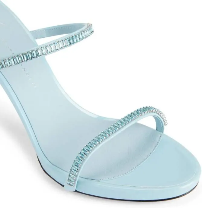 Blue Crystal 90mm Sandals by Giuseppe Zanotti Iride