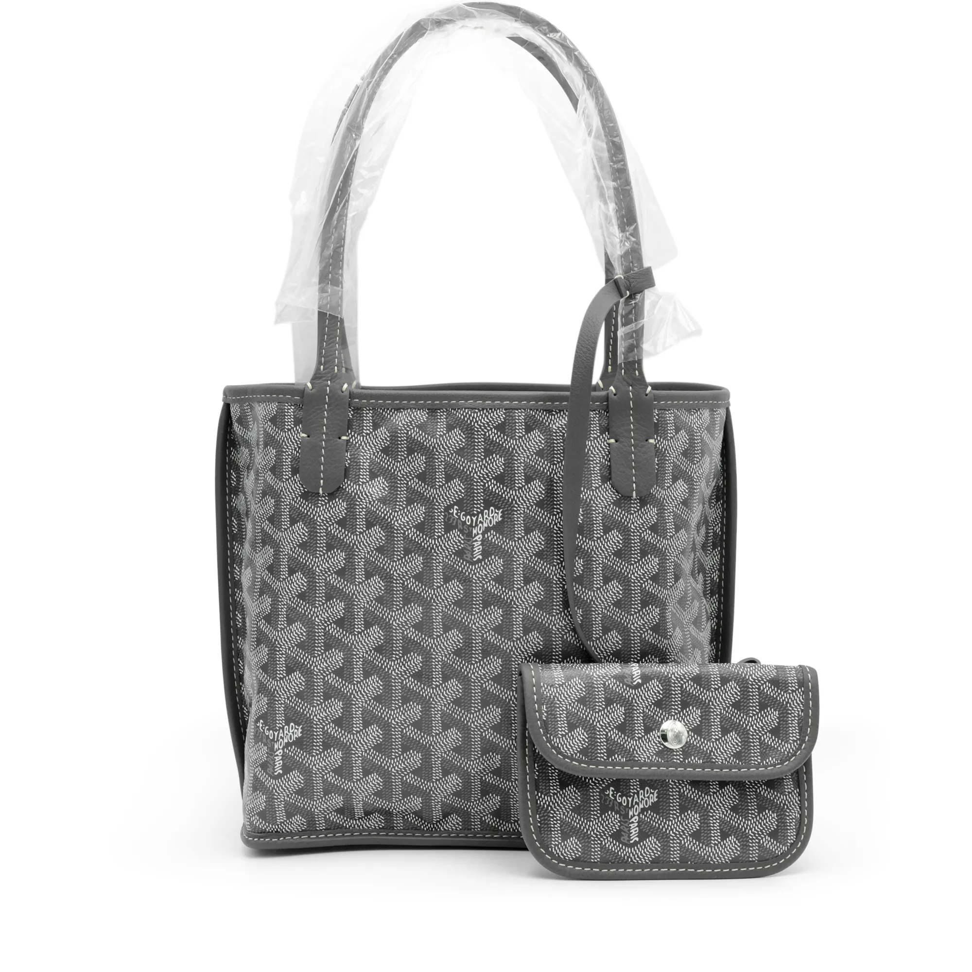 Grey Goyardine Canvas and Chevroches Calfskin Anjou Mini Bag by Goyard