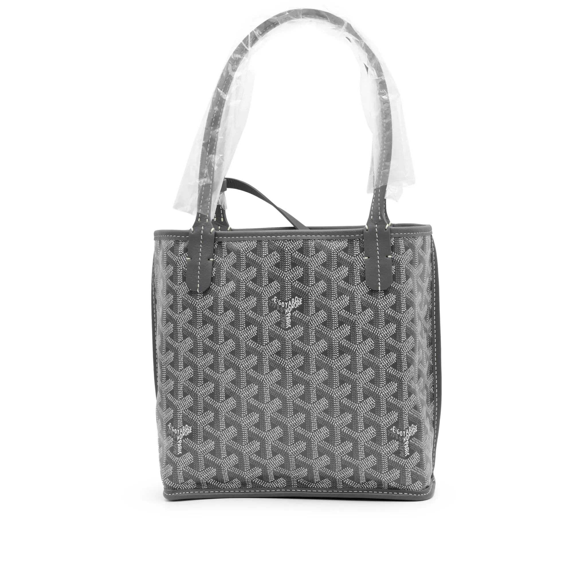 Grey Goyardine Canvas and Chevroches Calfskin Anjou Mini Bag by Goyard