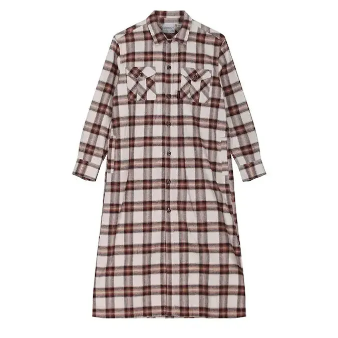 Beige Flannel Shirt Dress for Women by Gramicci