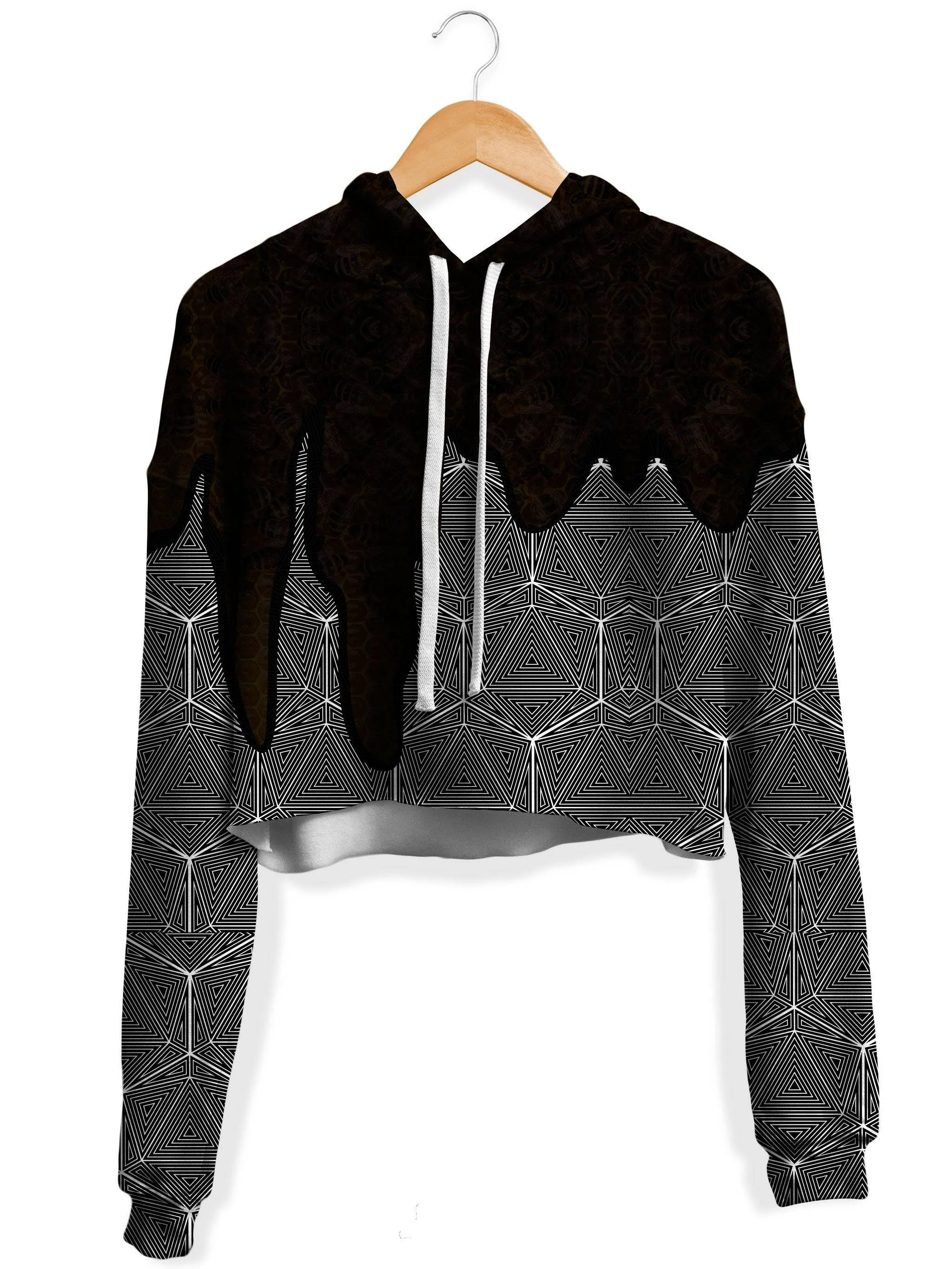 Hallucinations Honey Fleece Crop Hoodie can be rewritten as Chic Honeycomb Cropped Fleece Hoodie.