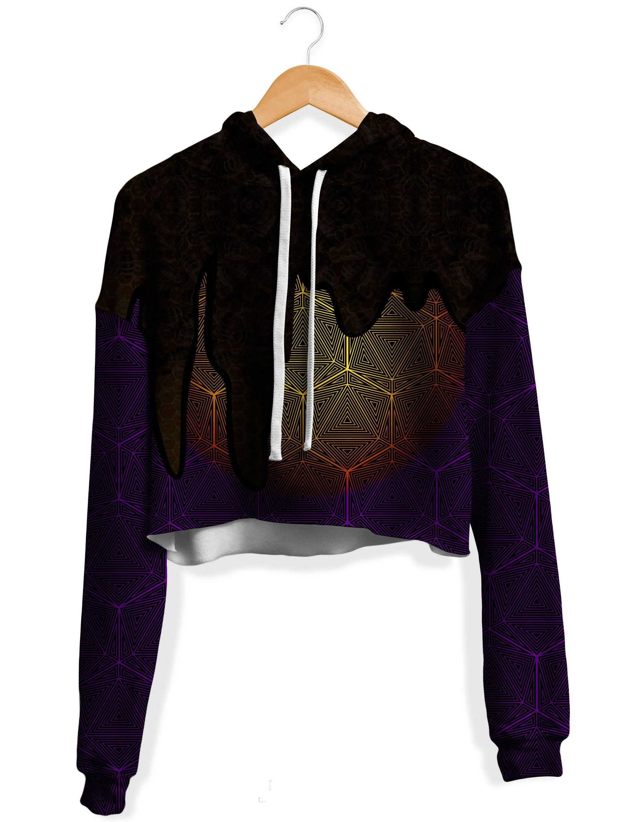 Hallucinations Honey Fleece Crop Hoodie can be rewritten as Chic Honeycomb Cropped Fleece Hoodie.