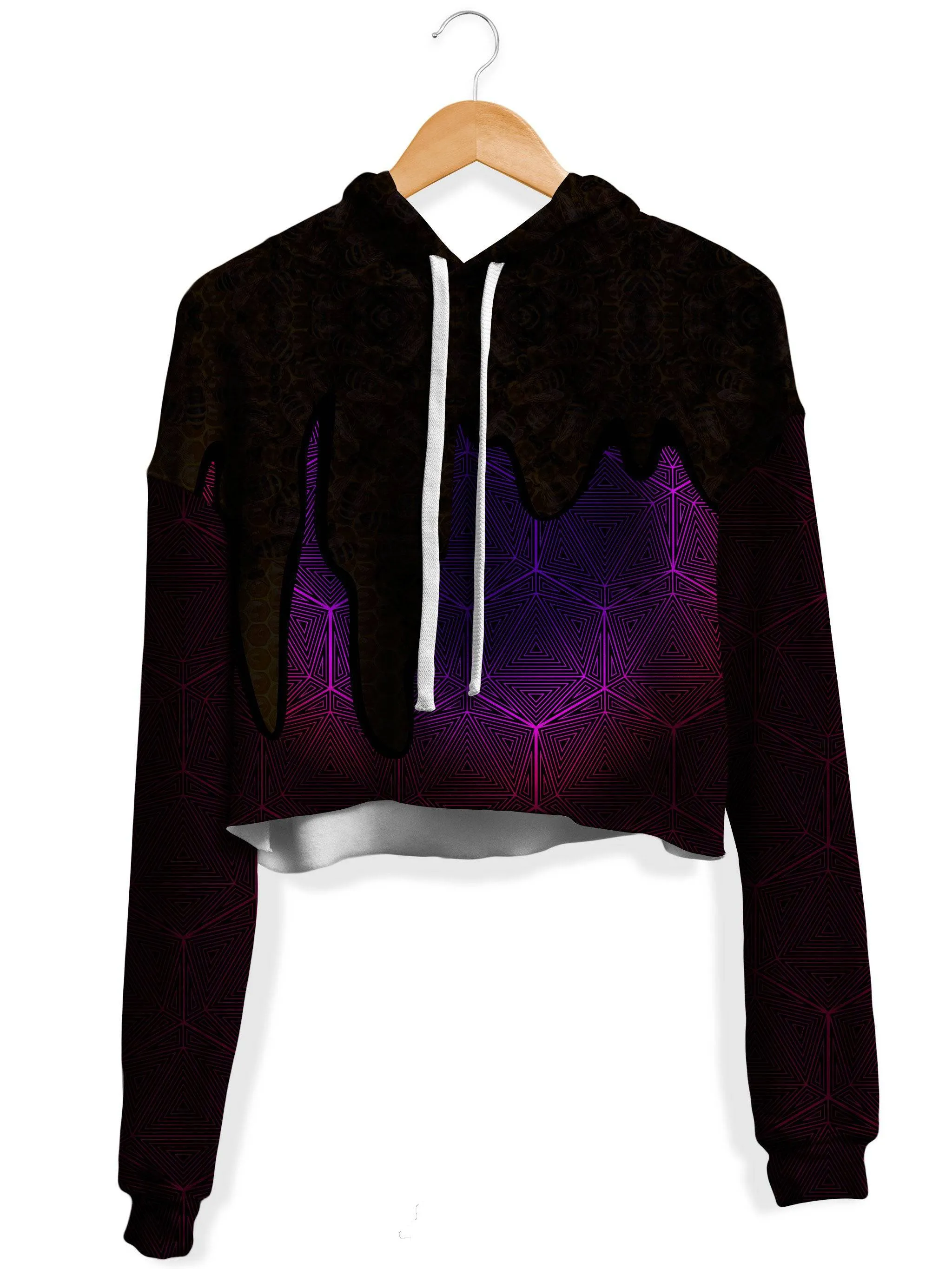 Hallucinations Honey Fleece Crop Hoodie can be rewritten as Chic Honeycomb Cropped Fleece Hoodie.