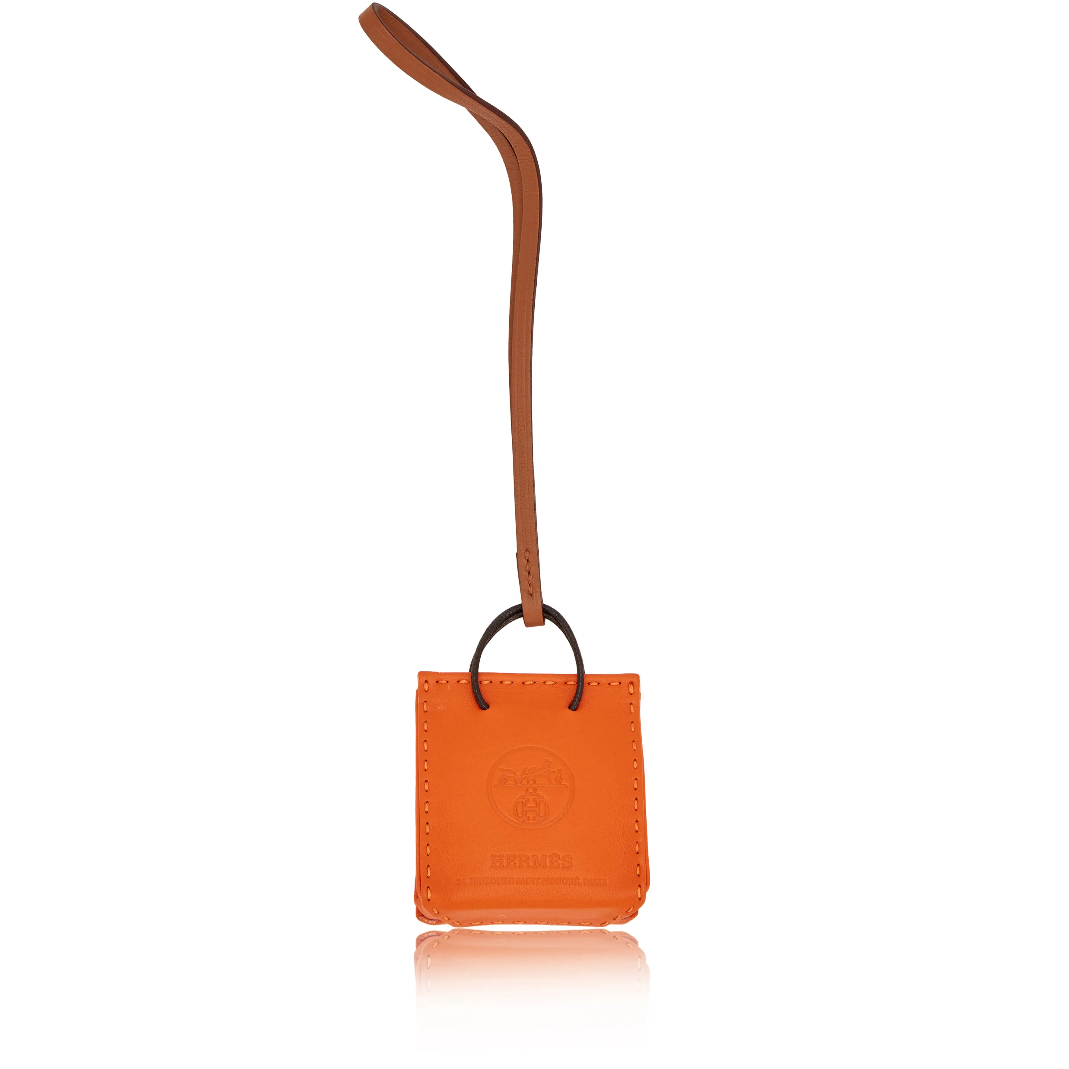 Hermès Feu Milo Gold Swift Orange Mini Shopping Bag Charm