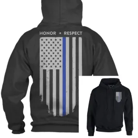 Honor and Respect Thin Blue Line American Flag Hoodie