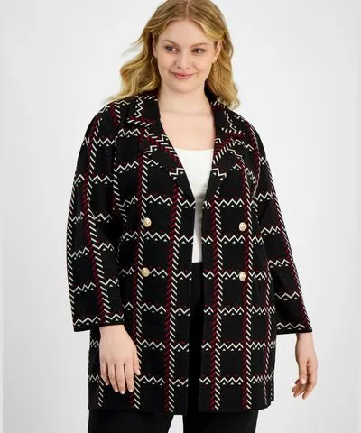 Kasper Plus Size Notched-Lapel Cardigan Jacket for Women