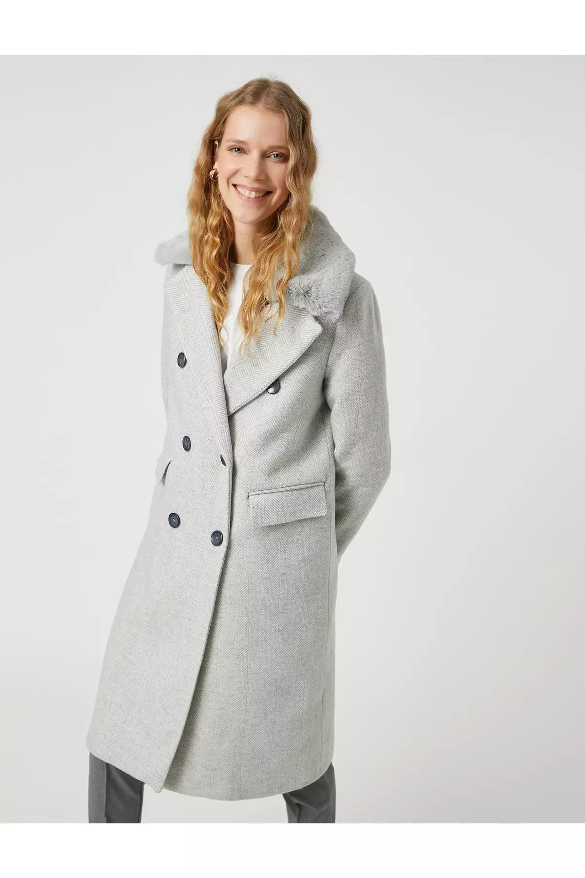 Faux Fur Pattern Coat by KOTON