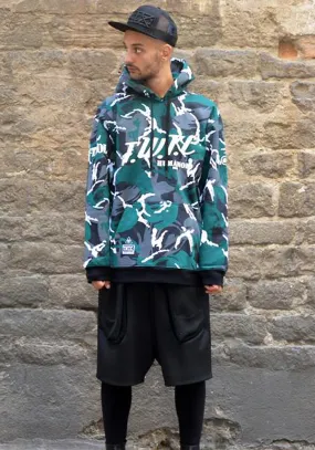 KTZ Camouflage Hooded Sweatshirt Green Grey Black White