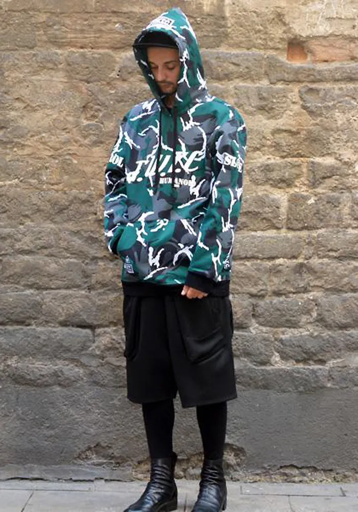 KTZ Camouflage Hooded Sweatshirt Green Grey Black White