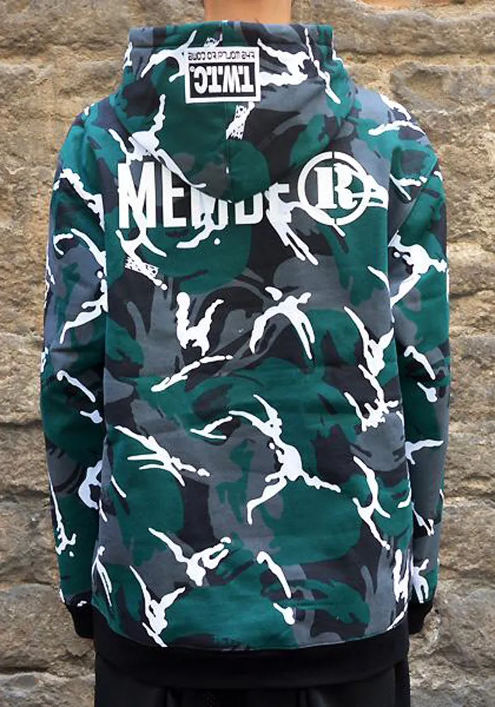 KTZ Camouflage Hooded Sweatshirt Green Grey Black White