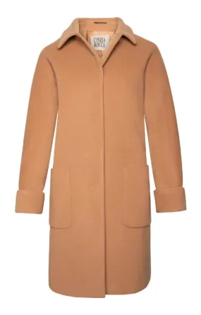 Wool Cashmere Coat with Patch Pockets for Women