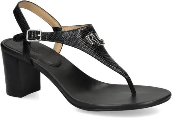 Black leather sandals by Lauren Ralph Lauren Westcott II 60mm