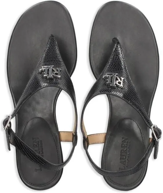 Black leather sandals by Lauren Ralph Lauren Westcott II 60mm