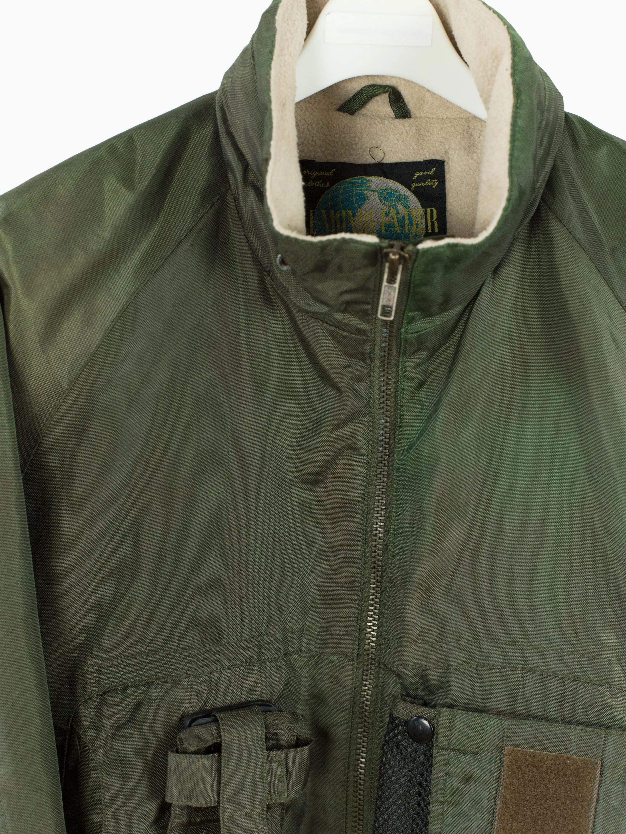 Vintage 90s Olive Nylon Fishing Jacket - Worldwide Shipping