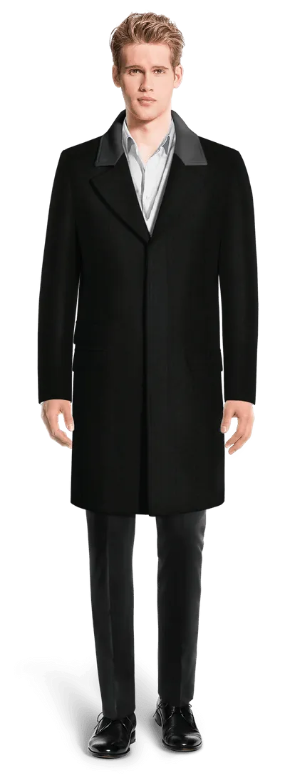 Long Black Coat with Unique Collar