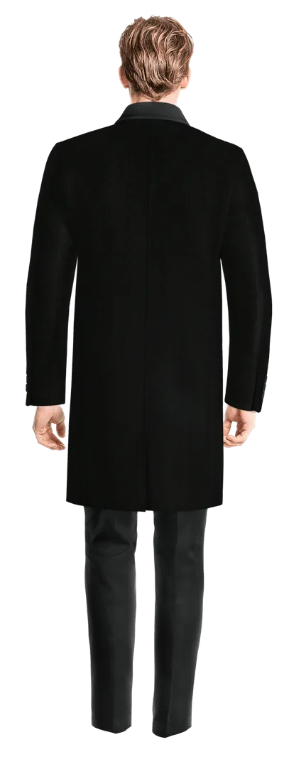 Long Black Coat with Unique Collar