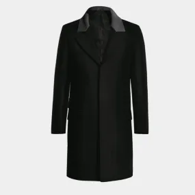 Long Black Coat with Unique Collar