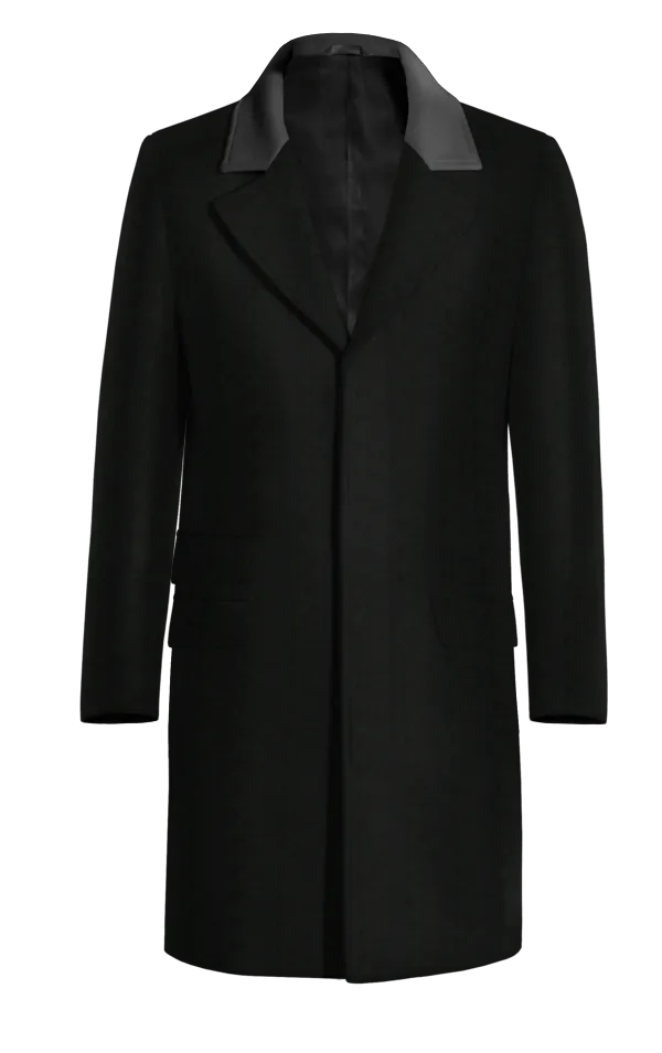 Long Black Coat with Unique Collar