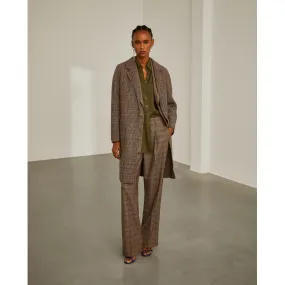 Long Coat with Houndstooth Pattern