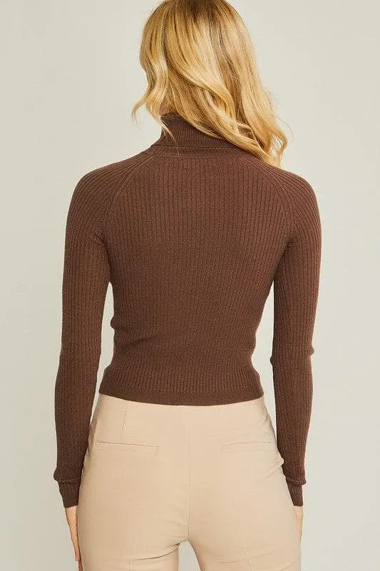 LOVE TREE Ribbed Knit Turtleneck Sweater Top: Shop Now!