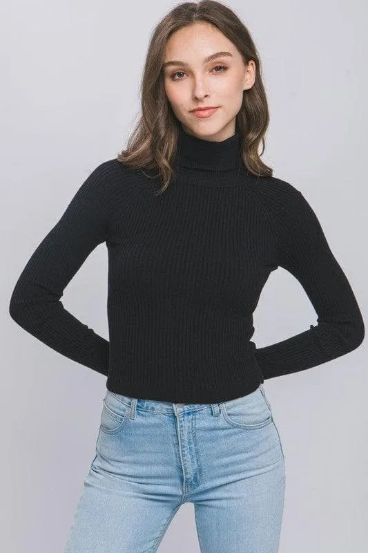 LOVE TREE Ribbed Knit Turtleneck Sweater Top: Shop Now!